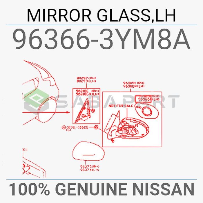 شیشه آینه نیسان جوک - سمت چپ - مدل 2015 به بالا - محصول اصلی (جنیون پارت)-1
