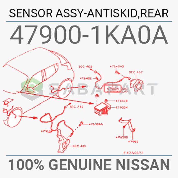 سنسور ABS (ای بی اس) چرخ نیسان جوک منطقه آزاد - عقب سمت راست - محصول اصلی (جنیون پارت)-1