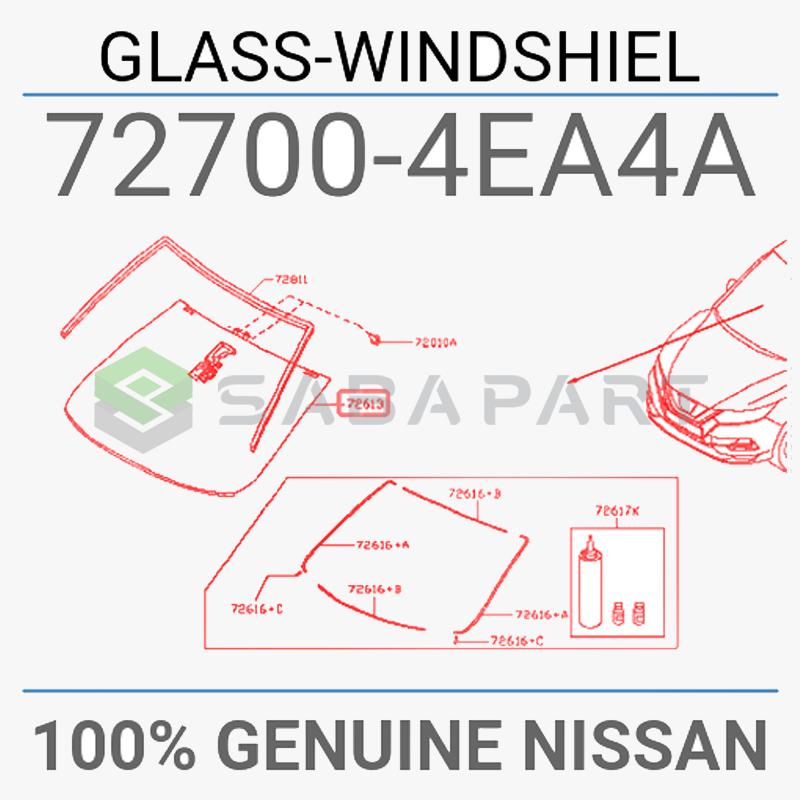 شیشه نیسان ایکس تریل منطقه آزاد - جلو - محصول اصلی (جنیون پارت)-1